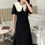 Prantsuse kleit Advanced Hele luksuslik lootoselehest kraega kleit naiste suvine disain Sense v&ouml;&ouml;kohta salendav elegantne pikk kleit M must