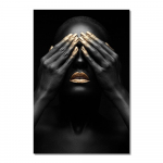 Aafrika kunst must ja kuldne naine l&otilde;uendikunst Cuadrose plakatid ja v&auml;ljatr&uuml;kid Skandinaavia seinakunsti pilt elutoa sisekujunduseks 21x30 No Frame