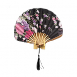 Shell Fan No Burr Mittepurunev festivalikingitus tutiga Dekoratiivne vintage stiilis lilleprintimine kimono Jaapani stiilis k&auml;sitsi ventilaatori koduvarustus roosa punane v&auml;rv