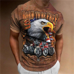 Summer Eagle Mootorrattaprintiga T-s&auml;rgid Meestele Vintage stiilis pol&uuml;ester O kaelusega v&auml;litingimustes l&uuml;hikeste varrukatega T-s&auml;rk Oversized T-s&auml;rk 3XL