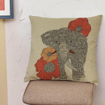 Vesiv&auml;rviga maalimine elevant diivan viska padjad kodukaunistused puuvill lina Aafrika tai elevandid &otilde;ues padi auto padi 45x45cm No filling