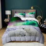 3D Arctic Aurora voodipesukomplekt Ilus maastik tekikate padjap&uuml;&uuml;r 2/3 t&uuml;kki AU180 * 210 t&auml;issuuruses kiiresti kuivav kodusisustus DE 135x200cm