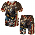 Eagle Flag 3D prinditud &uuml;likonnad meestele Suvine meeste dressis&auml;rk T-s&auml;rk L&uuml;hikesed p&uuml;ksid 2tk l&uuml;hikeste varrukatega Hip Hop t&auml;navar&otilde;ivaste komplekt Meeste riided 6XL