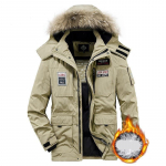 Meeste talve sulejope Paksendatud soe, suure karvase kraega jope XXXL khaki