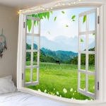 Forest Avenue Aken Tr&uuml;kitud gobel&auml;&auml;n Dekoratiivne Mandala Gobel&auml;&auml;n Kodukaunistus Suur Hipi maastik Seinariide 95x73cm