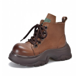 Johnature paksu tallaga Martini saapad naiste kingad ehtsast nahast k&uuml;ljet&otilde;mblukuga pits-up vintage &uuml;mara ninaga l&uuml;hikesed saapad 40 pruun