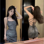 Seksikas klubi&otilde;htu litritega libisemiskleit Bodycon seljataga &otilde;la sidemega Mini l&uuml;hikesed kleidid, peo&otilde;htu uus S