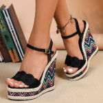 Eilyken Avatud varvastega sandaalid naiste suvised tugeva platvormiga kiilud K&otilde;rge kontsaga moes vabaajajalatsid Zapatillas De Mujer 34 must