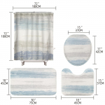 4-osaline vannitoakomplekt koos du&scaron;ikardina ja vaipadega, libisemiskindel vannimatt WC kaane kate 12 konksu v&auml;rvi sinine sisustustarvikud 4Pcs