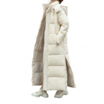 Moodne sulejope pikkade varrukatega tuulekindel nahka puudutav puhast v&auml;rvi kapuutsiga pahkluu pikkus talvel XL beež