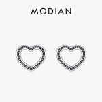 MODIAN 925 Sterling h&otilde;bedased s&uuml;damega k&otilde;rvar&otilde;ngad naistele Vintage mustriga k&otilde;rvaklambrid, peened ehted, kingitus h&otilde;be