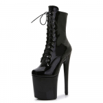 20 cm seksikad naiste heledast lakknahast madalad saapad, k&otilde;rge kontsaga tikk-saapad, tantsukingad, klubikingad 43