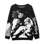 Meeste hip-hop anime mustriga Harajuku retro kootud top t&auml;navar&otilde;ivad pikkade varrukatega pullover kampsun M must