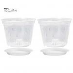 2 tk l&auml;bipaistvad orhideepotid lille istutusmasinad k&uuml;lgmised augud disain korduvkasutatavad laialdaselt kasutatavad plastikust orhideepotid kandikutega 11cm