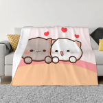 Peach And Goma Mochi Kassitekk Coral Fleece Pl&uuml;&uuml;s S&uuml;gis/Talv Kaasaskantavad &Otilde;hukesed Viskepleedid Kodu Magamistuppa Pl&uuml;&uuml;s &Otilde;huke Tekk 150x200cm 60x80inch