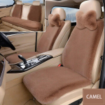 Universal Size Plush fur car seat cover car interior cover car front and rear cushion 5 seat protection cushion 9-pcs camel gray