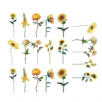 20 lehte lilledega kleebiste pakk Veekindel isekleepuv aiasarja k&auml;siraamat Lapikujulised dekoratiivmaterjalist kleebised kollane