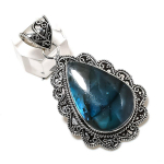 Natural Blue Labradorite Gemstone 925 Sterling Silver Jewelry Pendant 2.40 p3q82