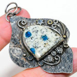 Natural K2 Blue Azurite Gemstone 925 Sterling Silver Gift Pendant 2.76 z9b39