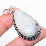 Natural Rainbow Moonstone Gemstone 925 Sterling Silver Pendant 2.21 p7i30