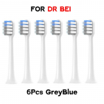 6 TK hambaharjapead DR BEI C1 Sensitive Clean Whitening standardse vaakumkinnitusega pakitud pehmete DuPont harjastega otsikutele hall