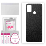 apgo Protective Skin Sticker for the back compatible with Tecno Spark 6 Air, Wrap Film, Foil, Vinyl - Pattern Black Honeycomb