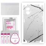 apgo Protective Skin Sticker for the back+sides compatible with Nothing Phone 1, Full Wrap Film, Foil, Vinyl - Pattern White Marble