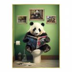 Naljakas m&auml;gismaa lehm &scaron;impans koer plakat tualett vannitoa sisustus Loomade lugemine ajalehtede l&otilde;uend maalimine seina kunst Pildid Avaleht 40x50cm No Framed