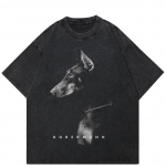 T&auml;navar&otilde;ivad Dobermann Graafiline Unisex T-s&auml;rk Puuvillane Pestud Must Ts&auml;rk Unisex Tops T-s&auml;rk Suvine l&uuml;hikeste varrukatega T-s&auml;rk S must