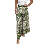 Bohemia stiilis naiste pikad p&uuml;ksid elastne v&ouml;&ouml;koht reguleeritav lips Lai jalg vabaaja p&uuml;ksid satiin M kollane/roheline