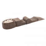 Foam Playset with Small Ball Pit MeowBaby&reg; Playground for Children, 250x45x30 cm, Corduroy, Brown 250x45x30 cm