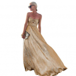 Naiste &Otilde;htukleit &Otilde;lalt V&auml;ljas Seljata Varrukateta Pronksjas Bandeau &Otilde;&otilde;neskujundusega K&otilde;rge V&ouml;&ouml;koht Voldiline Balli/Peo L kuldne