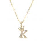 Kirja kaelakee Rhinestone Crown kiri ripats Reguleeritav kett naiste kaelakee B