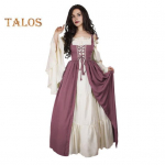 1 komplekt naiste kleit, volditav serv, ruudukujuline kael, pingul v&ouml;&ouml;koht, lendlevad varrukad, pitsitud lapiga Vintage renessanss keskaegne &otilde;ukonna ustav Halloweeni kost&uuml;&uuml;m XL