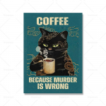 Vintage naljakas kass, kohv l&otilde;uend maalimine rebane joob kohvi plakat Prindi Aed T&uuml;drukute pildid Baarklubi kohvik Sein Talu kunstkaunistus 21x30cm No Framed