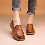 Retro Loafers Ehtsast nahast Naiste Lamedad jalan&otilde;ud Kandiline varbaosa Pehme tallaga &uuml;hev&auml;rvilised libisevad kingad 39