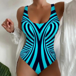 S-5XL naiste &uuml;hes t&uuml;kis ujumistrikoo 2024 suvine 3D-prindiga ujumisriided Monokini suure suurusega rannariided Push Up ujumiskost&uuml;&uuml;m Maillot De Bain XXL sinine