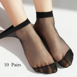 10 paari sokke Naiste vabaaja elastsed siidised seksikad l&auml;bipaistvad &otilde;hukesed &uuml;hev&auml;rvilised l&uuml;hikesed sokid 10pairs must