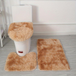 3 tk vannivaipade komplekt, libisemiskindel vannitoavaip, tualeti U-kujuline matt, tualettruumi kaane kattepadi, vannitoa sisustus, du&scaron;ikardinate komplektid vannituppa 3 piece set khaki