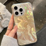Laser Dazzling Plisseeritud Aurora Water Ripple telefoni&uuml;mbris iPhone 15 Plus 14 Pro Fantasy Glitter Cover 13 12 11 Pro Max Gradient v&auml;rviga &uuml;mbris For iPhone 11 roosa