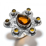 Natural Citrine Gemstone Handmade 925 Sterling Silver Gift Ring Size 6 v1d21
