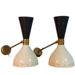 Paar 1950ndate stiilis Stilnovo Itaalia diabolo seinavalgustit Mid Century seinavalgusti