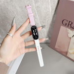 Spordirihm Xiaomi Mi band 9 jaoks, Rihma vahetus miband8 silikoonist k&auml;ev&otilde;ru, nutikas k&auml;epael 8 veekindel kellarihm tarvikud xiaomi band 9/8 valge/roosa