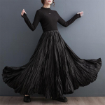 Suurem&otilde;&otilde;tmeline s&uuml;gisene pikk seelik Naiste avar volangidega plisseeritud naiste seelikud, k&otilde;rge v&ouml;&ouml;kohaga vabaaja A-joonega naiste seelik One Size must