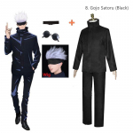 Anime Jujutsu Kaisen Gojo Satoru Cosplay Kost&uuml;&uuml;m lastele T&auml;iskasvanutele Sinine Must Univorm Silmad Patch Parukas P&auml;ikeseprillid Laste &Uuml;likond Lastele M-(Costume+Wig)