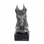 Schnauzer - figurine on marble, covered with silver metal, handmade, brand Art-Dog