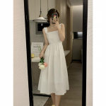 YYFS Naiste mood suvine kevadine &uuml;hev&auml;rviline prinditud varrukateta kandiline krae k&otilde;rge v&ouml;&ouml;kohaga vabaajakleidid S valge