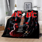 Rockb&auml;nd AC/DC retrotr&uuml;kiga flanellist soe pleed piknikutekk voodikate viskepleed voodipesu S&uuml;nnip&auml;evakink 40x50in