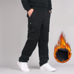 Meeste puuvillane talvepaks fliis vabaaja p&uuml;ksid taktikalised kottis p&uuml;ksid kahekihilised soojad termilised sirged pikad p&uuml;ksid XXXXL must