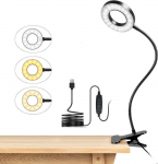Lampe de Bureau &agrave; Pince 48 LED Flexible USB Lampe Lecture Clipsable 3 Modes d&rsquo;&Eacute;clairage &10 Niveaux de Luminosit&eacute;,Noir